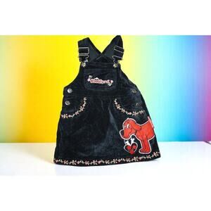 Rare Vintage Clifford the Big Red Dog Baby Dress 12M – Black Velvet Embroidered